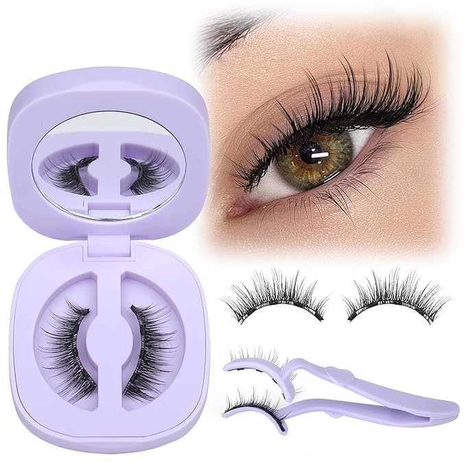 Lanflower Magnetic Eyelashes with Applicator, Mangetic Eyelashes Natural Look, Wispy Magnetic Lashes, No Glue Needed Magnetic Eyelashes, Strong Hold, Reusable, Waterproof, Cat Eye, No Irritation
