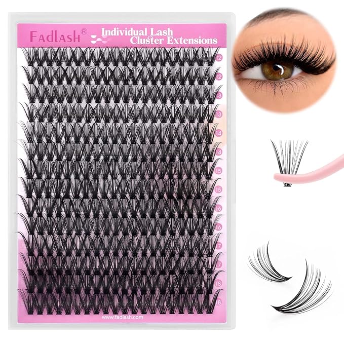 Cluster Lashes 12-18mm Mix Individual Lashes Long DIY Lash Extension D Curl Lash Clusters Soft Individual Lash Extensions Eyelash Clusters Wispy Cluster Eyelash Extensions (30D-0.07D, 12-18mm)