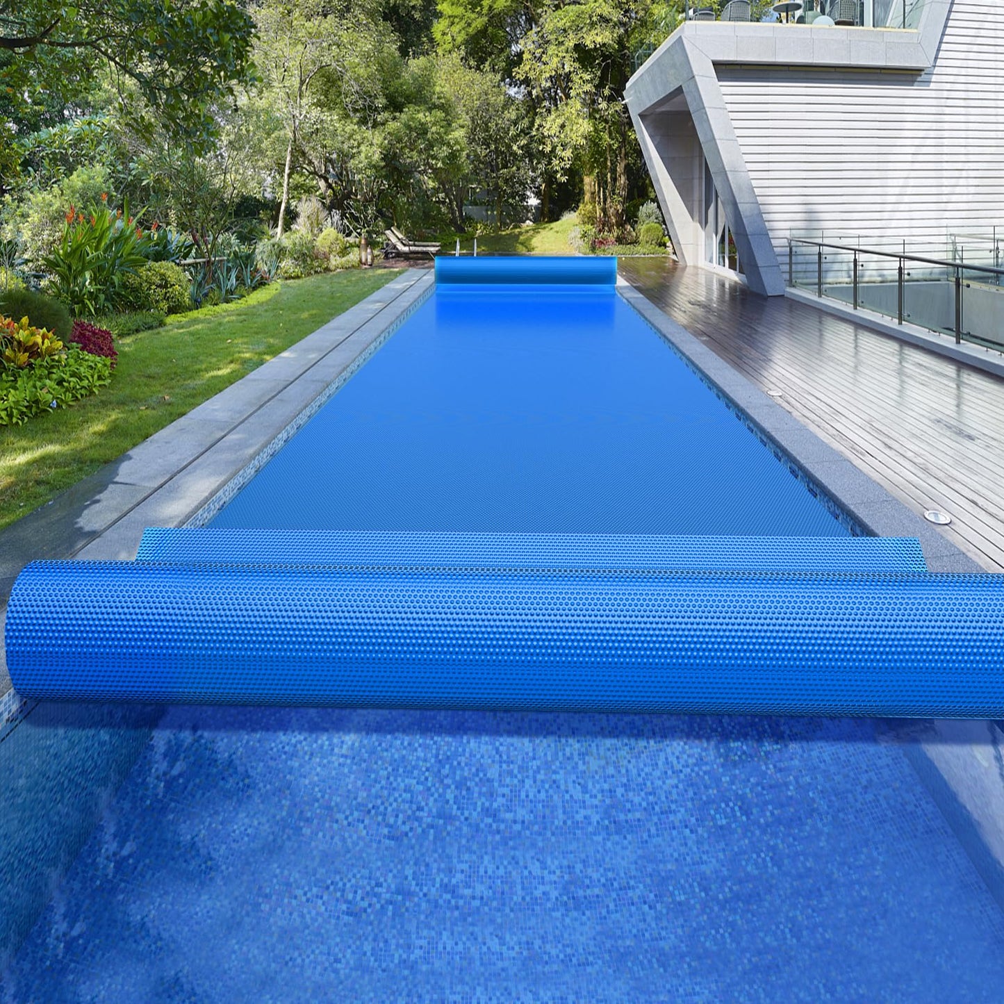 BigXwell Solar Pool Cover, Blue 16-mil 16 x 32 Foot Rectangle for In-Ground Pools, 1600 Series Heavy-Duty Insulating Pool Heater Covers.