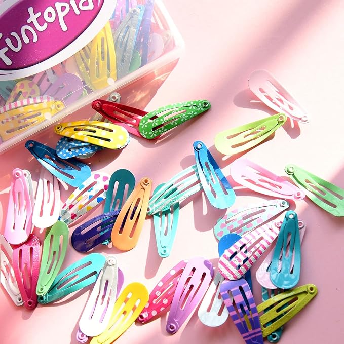 Toddler Hair Clips, Funtopia 80 Pcs (1.2 Inch, 3cm) Cute Mini Snap Hair Clips for Baby Girls Kids, Colorful Small Snap Barrettes Metal Barrette for Fine Hair