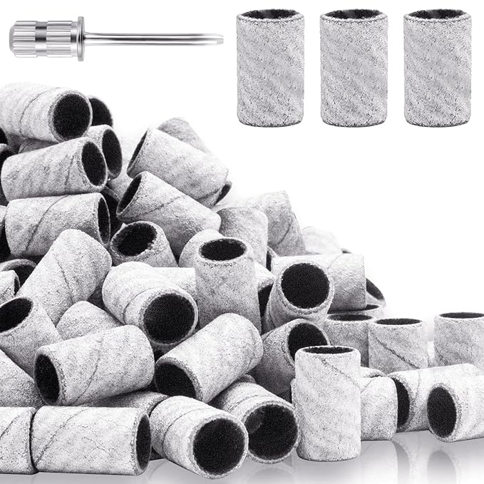 100Pcs Nail Sanding Bands for Nail Drill 240Grit, Fine Grit Nail Sanding Bands for Nail Drill with 3/32Ã¢ÂÂ Nail Sanding Bit for Natural Nail, Nail Drill Sanding Bands Set for Manicure & Pedicure
