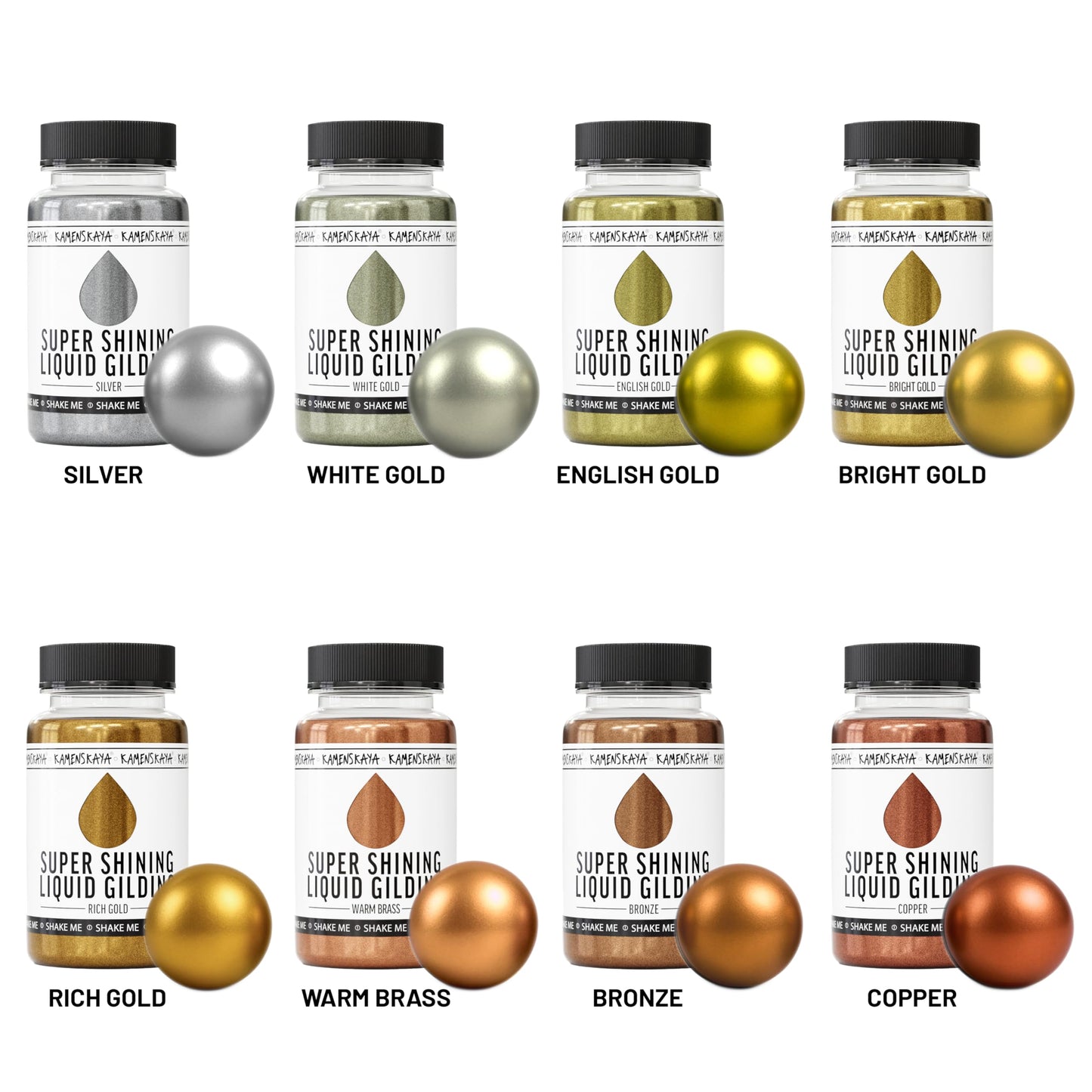 KAMENSKAYA Liquid Gold Leaf Paint - Alcohol Based Fast Drying Warm Brass Liquid Leaf, 3.38 fl oz (100 ml)