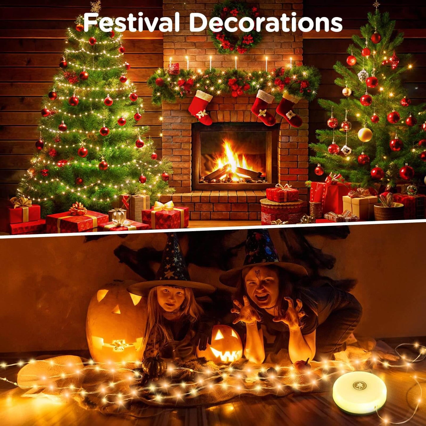 OGERY 2-Pack Camping String Lights, 4 in 1 Quick Storage 32.8FT Rechargeable Indoor Outdoor Fairy Lights String with 8 Lighting Modes, Hanging Portable LED for Christmas Decor Patio Party Essentials