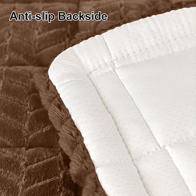 Smiry Non Slip Couch Covers for Dogs, Fuzzy Pet Couch Covers for 3 Cushion Sofa Pet Friendly, Soft Sofa Slipcovers Cushion Furniture Protector Washable (Brown, 27.6" x 82.7")