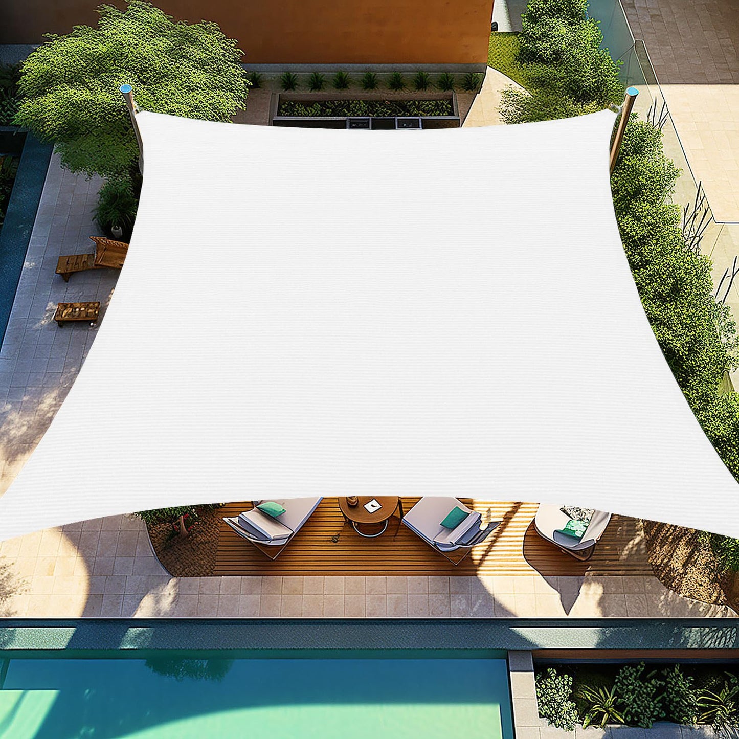 Shade&Beyond Custom Sun Shade Sail 12'x15'RectangleSun Sail Shades Patio UV Block Breathable for Garden Yard Activities, White (We Make Custom Size)