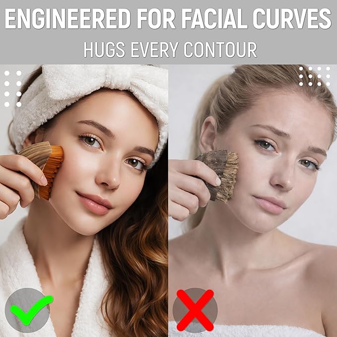 Lymphatic Contour Face Brush, Facial Cleansing Brush with Storage Case, Soft Nylon Bristles, Manual Plastic Dry Face Brush, Massager Tool for Gentle Daily Skincare