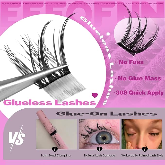 Lash Clusters Natural Eyelash Clusters Wispy Lashes Clusters C Curl Cluster Eyelash Extensions 8-14mm Lash Cluster Invisible Band Individual Lashes Bunny Cluster Lashes by Eefofnn