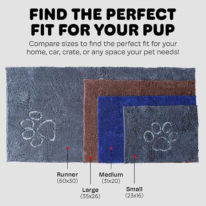 Dog Gone Smart Dirty Dog Doormat - Fast Drying Rug - Plush Mat with Super Gripper Backing for Clean Floors - Absorbent Microfiber and Machine Washable Mat for Muddy Paws - Sage Green