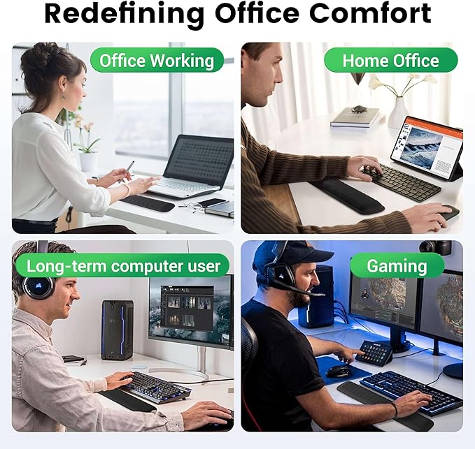 MEKASS Ergonomic Mouse Pad and Keyboard Wrist Rest Set, Super Soft Memory Foam Desk Wrist Support for Computer Keyboard, Non-Slip Arm Palm Rests Cushion for Typing Gaming Office (Light Pink Marble)