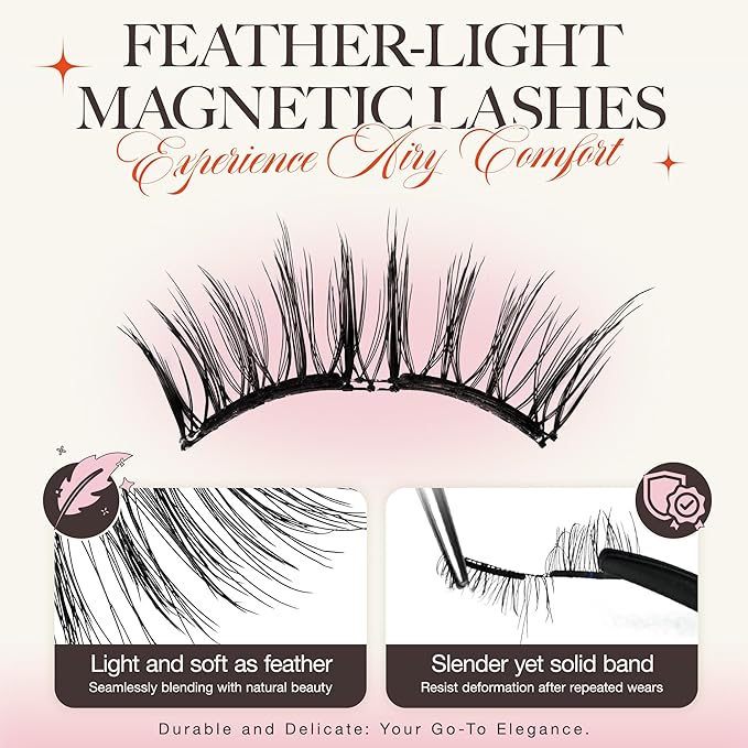 LASHVIEW Upgrade Magnetic Eyelashes with Applicator Soft Magnetic Eyelashes Natural Look Reusable No Glue Needed Easy to Wear and Remove (RCM02)