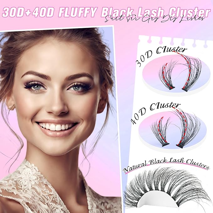 Wispy Lash Clusters Individual Lashes 280pcs Cluster Eyelash Extensions 10-22MIX DIY Lash Extension D Curl 30D+40D Natural Eyelashes Clusters,by Yaiseiko