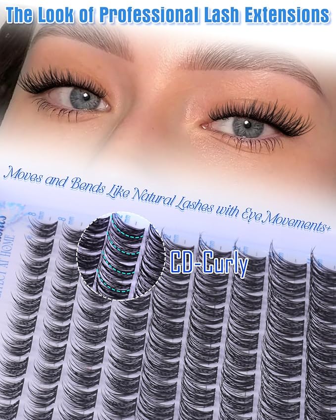 8-14MM Natural Wispy Lash Clusters Short Eyelash Clusters Soft DIY Lash Extension CD-Curly 3D Look Individual Lashes Cluster Eyelash Extensions by Newcally