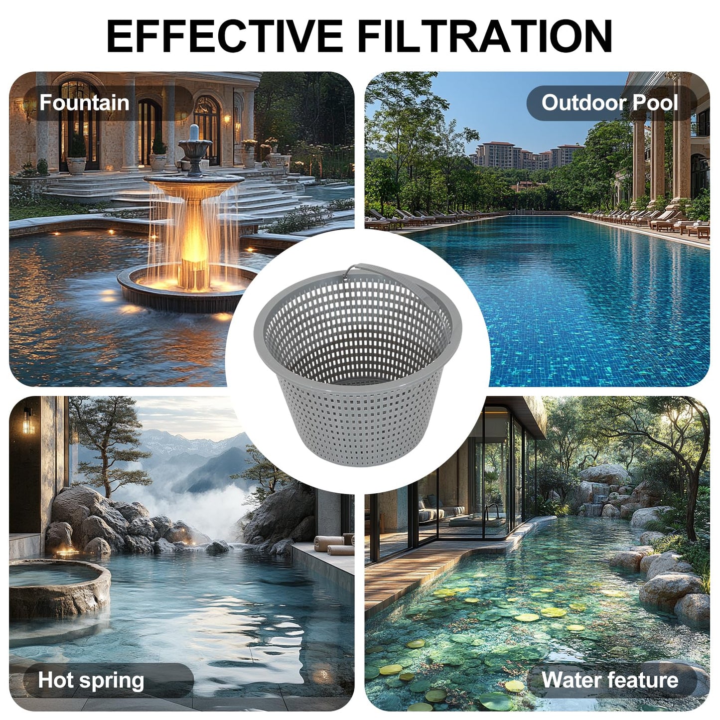 Sepetrel 2 Sets Swimming Pool Filter Basket - Replacement Skimmer Basket for In-Ground Pools - Captures Leaves, Needles and Debris - Most Pump & Water Circulation Systems