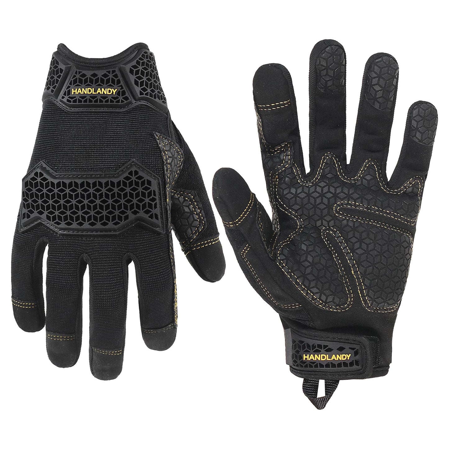 HANDLANDY Work Gloves for Men & Women, Utility Mechanic Working Gloves Touch Screen with Grip, Impact Tactical Gloves for Outdoor Activity (Large, 1 Pair)