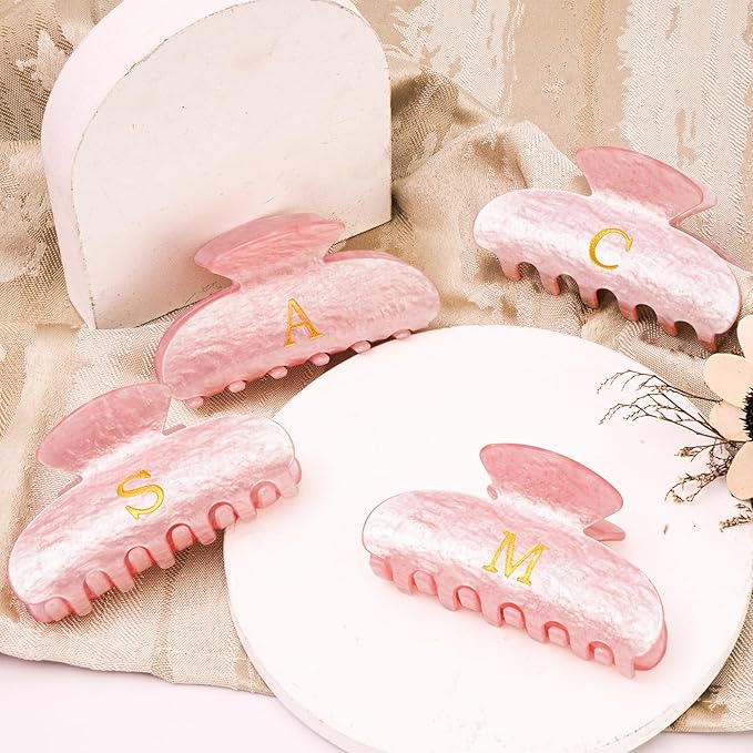 Personalized Gifts for Women,Cute Hair Clips Initial Hair Claws Daughter Niece Sister Wife Friend Teacher Engagement Wedding Gifts Thank You Gift - Pink,P