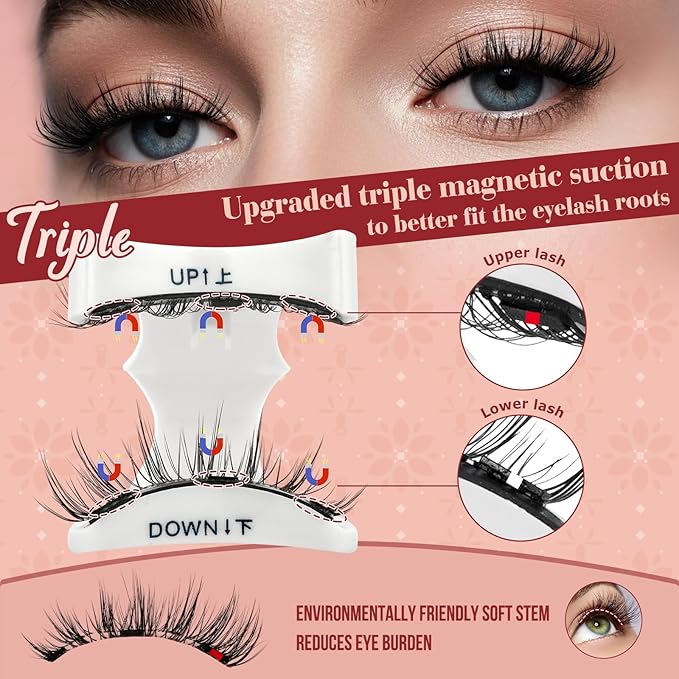 Higu clace Magnetic Eyelashes Magnetic Lashes with Applicator Soft Magnetic Eyelashes Natural Look PestaÃÂ±as MagnÃÂ©ticas No Need Glue Easy to Wear and Remove PestaÃÂ±as MagnÃÂ©ticas Naturales(I04)
