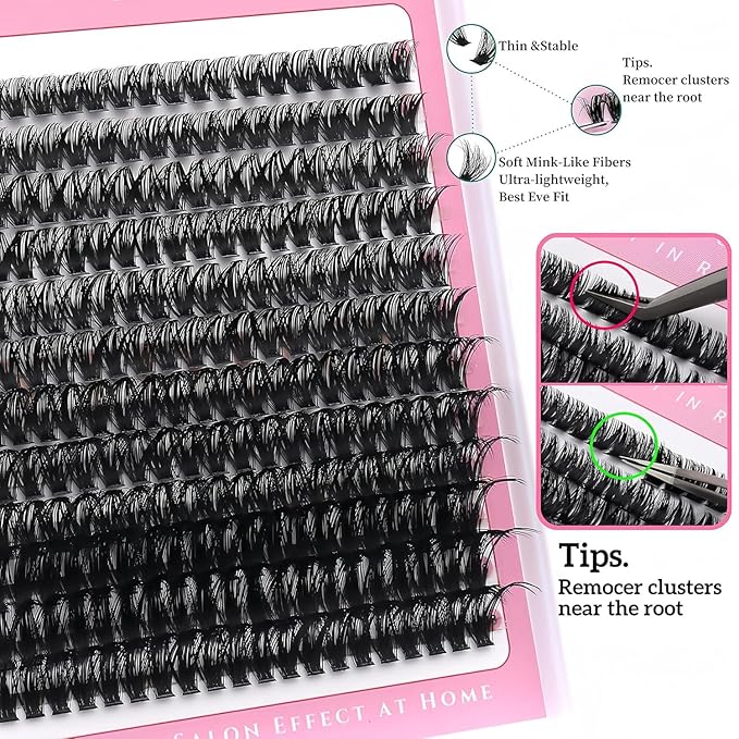 YIDUO Lashes Extensions Kit 3 Styles 8-18mm Wispy D Curly 40P+60P+80P Clusters Kit 720Pcs Individual Volume DIY Eyelash Extension Kit with Bond&Seal |Tweezers | Removers for Beginners