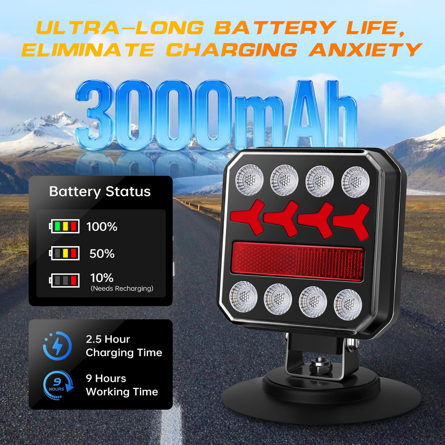 ZUNAICE Wireless Trailer Lights, Rechargeable Magnetic LED Trailer Lights with Reverse Light, Portable Wireless Tow Tail Light Kit for Trucks, Boats, RVs, Campers