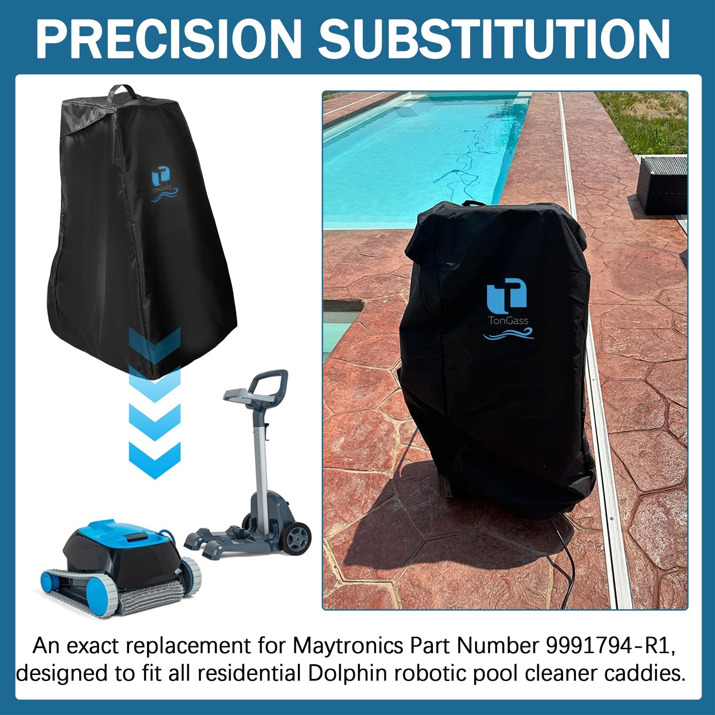 TonGass Swimming Pool Cleaner Cover Compatible with Dolphin Robotic Pool Cleaner Classic Caddy Cover Exact Replacement for Maytronics Part Number 9991794-R1