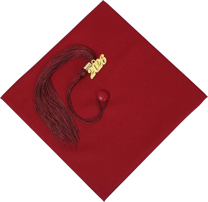 Unisex Adult Matte Graduation Cap with Tassel Year Charm