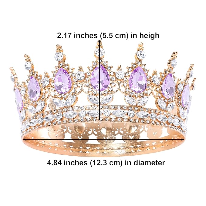 Purple Queen Crown for Women Crystal Tiara for Women Rhinestone Wedding Headband for Bride Hair Accessories for Costume Birthday Party Prom Gifts