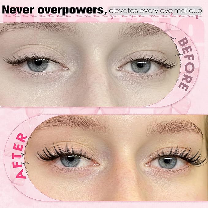 Manga Lash Clusters Bunny Eyelash Clusters Natural Cluster Eyelash Extensions Wispy Lashes Clusters Daily C-Curl Individual Lashes 8-14mm Invisible Band Eyelashes Clusters 180pcs DIY Lash Extension