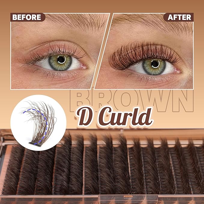 Brown Lash Clusters 320 Pcs Lash Extension Kit DIY Eyelash Extensions Kit Natural Look Cluster Lashes D 8-16 MM Mixed Lash Bond and Seal Lash Tweezers for Lash Clusters Kit DIY at Home