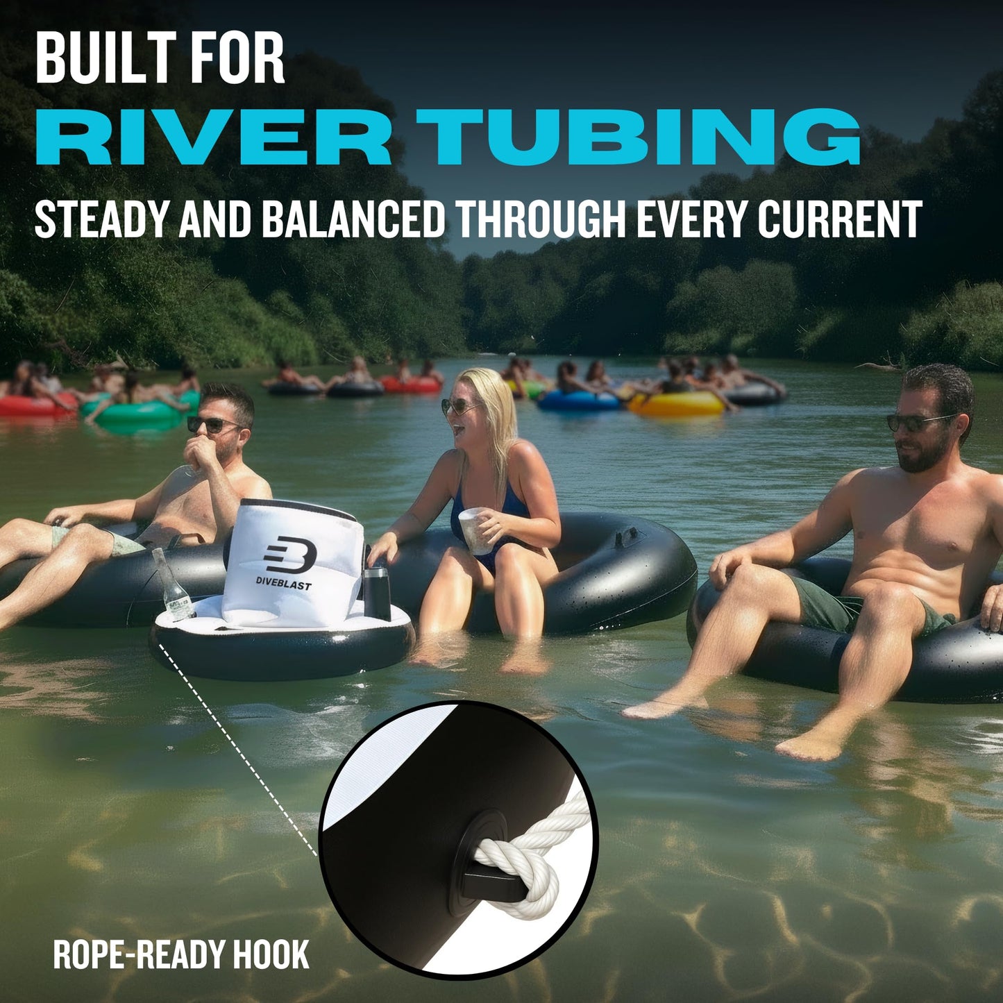 DIVEBLAST Floating Cooler for Pool, Lake, River & Kayak - Holds Up to 24 Cans with Ice - Leakproof Insulated Cooler for River Floating