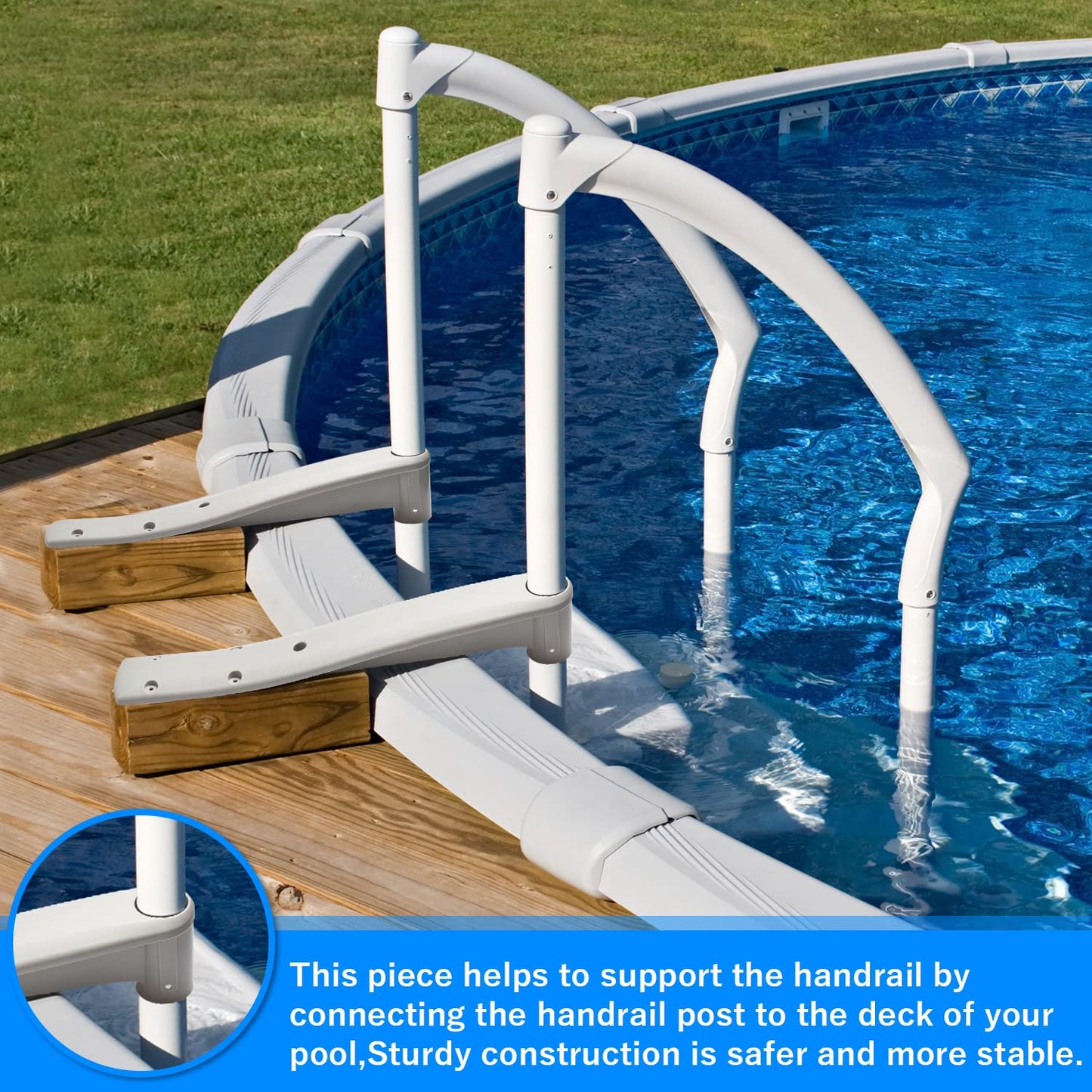 Deck Support 160-0001PG for Above Ground Swimming BiltMor ladders or Pool Steps (Pearl Gray) - 2Pack