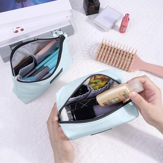 Cosmetic Bags for Women Small Makeup Bag for Purse Pu Leather Makeup Pouch Travel Makeup Bag with Zipper Make Up Bag for Travelling