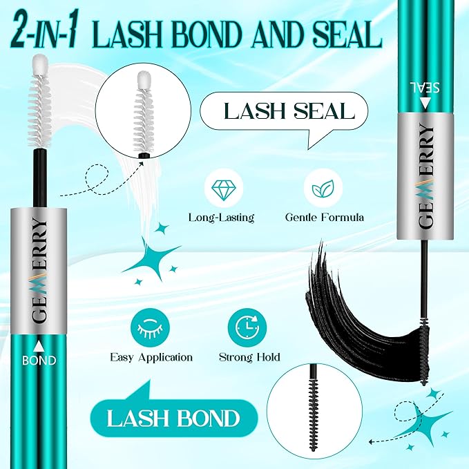 GEMERRY Fluffy Lash Extension Kit Thick Lash Clusters Kit Eyelash Clusters 280Pcs D Curl Eyelash Extension Kit With Lash Bond and Seal, Lash Remover, Lash Tweezers, DIY Lash Extension(80P-10-18mm)