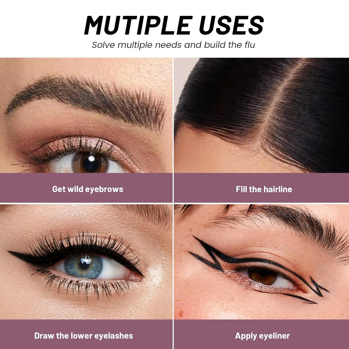 2 Pack Eyebrow Pen, Waterproof Microblading Eyebrow Pencil, 2-in-1 4 Tip Eye Brow Makeup Pen for Women with Precise Curved Brush-Tip Create Natural Hair-Like Brows, Last All-Day (Truffle)