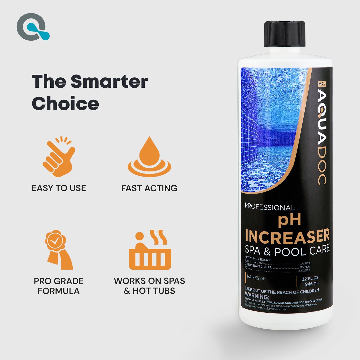 AquaDoc Spa pH Increaser for Hot Tub - 32oz - Spa pH Up for Water Balance - Hot Tub Chemicals Made in USA