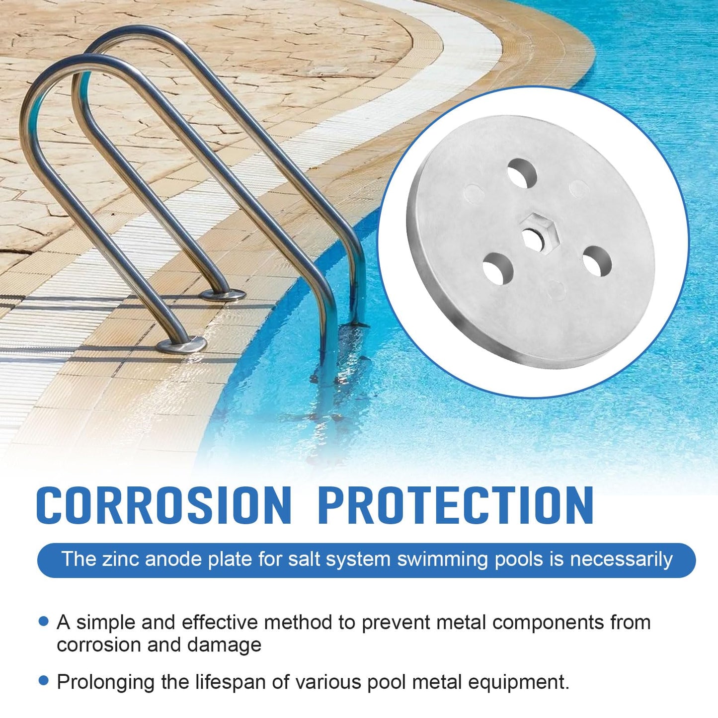 Dairrr Fuuu Pool Zinc Anode Weight Plate, Anti-Electrolysis Sacrificial Anode for Salt System Swimming Pools Against Corrosion and Electrolysis, Keep Your Skimmer Basket in Place, 4 Pack