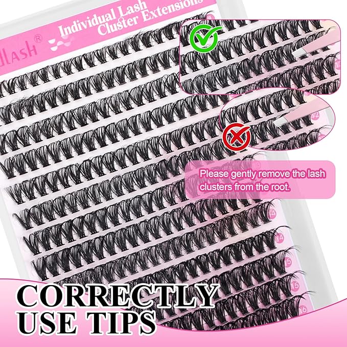 FADLASH Lash Clusters Natural Eyelash Clusters 40D+60D Wispy Lash Extensions 8-16mm D Curl Eyelash Extension DIY at Home (40D+60D, 2 Pack)