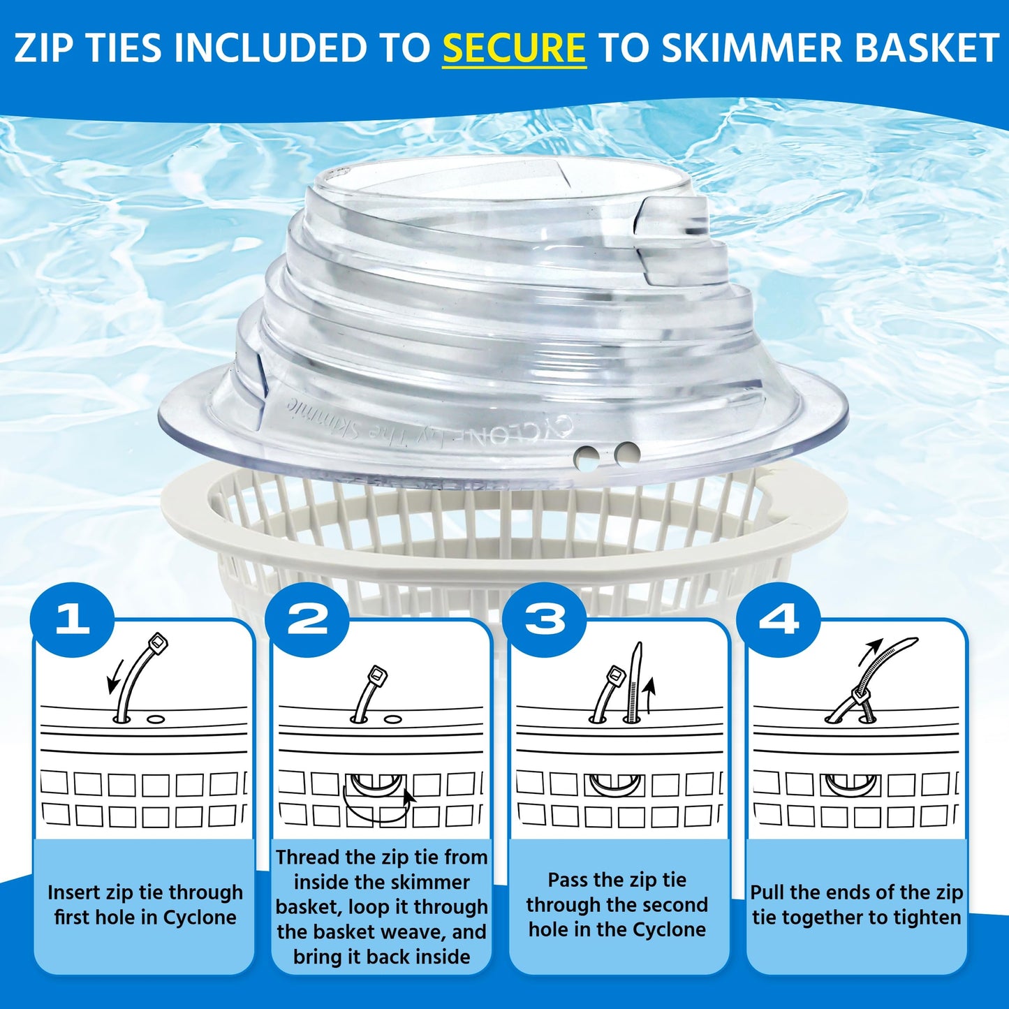 The Skimmie Cyclone 6" (Skimmer Basket NOT Included) - ONLY for Above Ground Pools - Turbocharges Pool Skimmer Water Flow - Improves Pool Surface Cleaning - Essential Pool Accessories