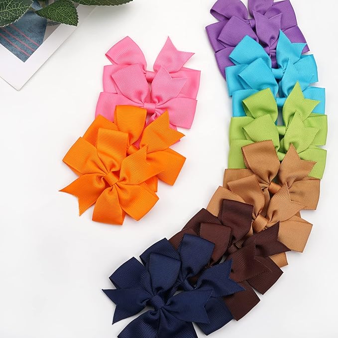 CÉLLOT 40Pcs 3 Inch Boutique Grosgrain Ribbon Pinwheel Hair Bows Alligator Clips For Girls Toddlers Accessories Teens Gifts In Pairs