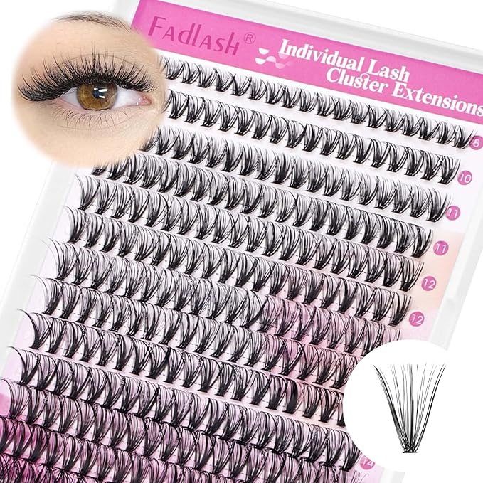Cluster Lashes Large Tray 30D DIY Eyelash Extension D Curl Individual Lashes Cluster Faux Mink Black Lash Clusters Pre Made Volume Lashes Professional Makeup (30D-0.07-D, 8-16mm)