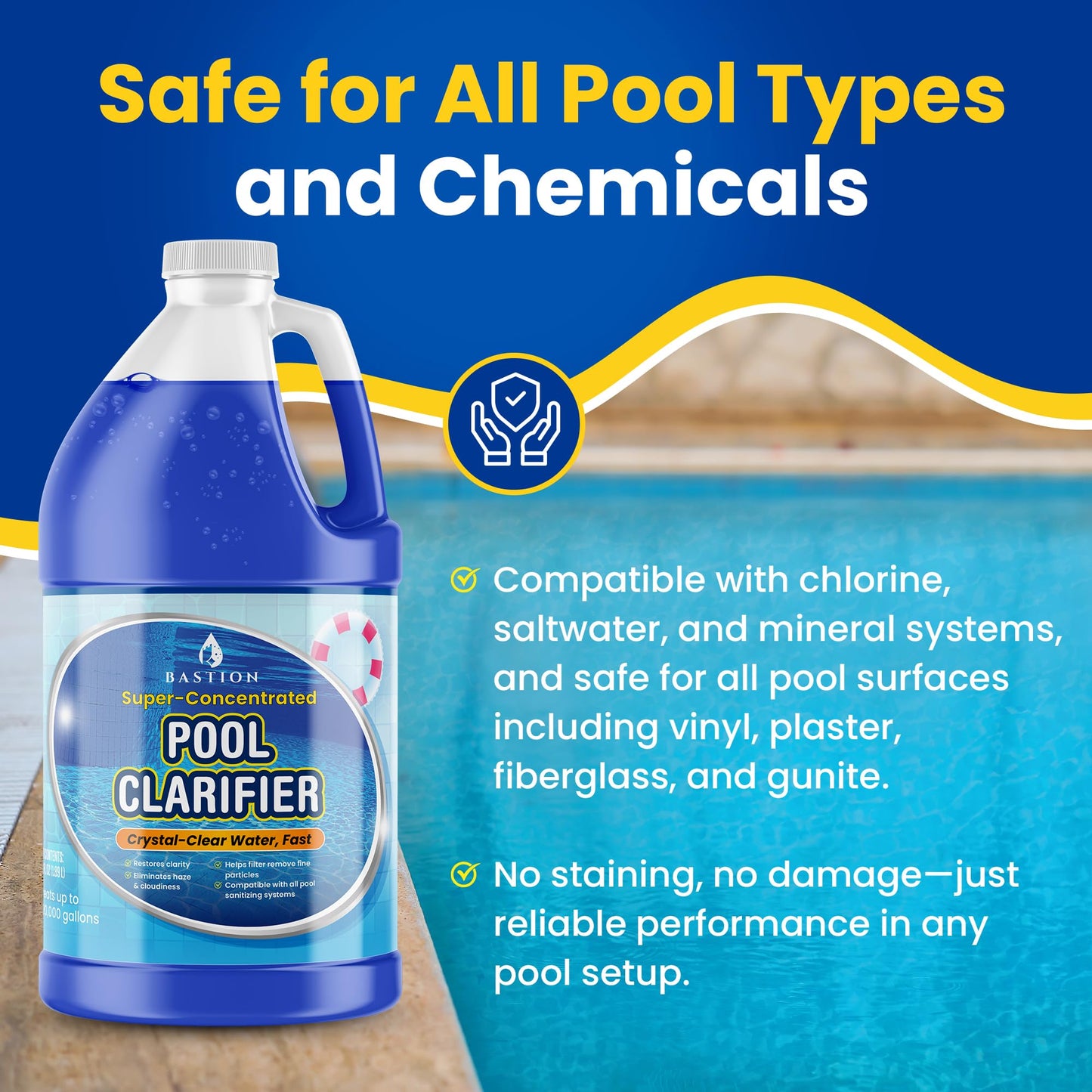 Pool Clarifier & Water Flocculant – Super Concentrated Floc for Cloudy Above Ground & Inground Swimming Pools – 64 oz – Chlorine, Saltwater, Chemicals Compatible – 1 oz Treats 5,000 Gallons