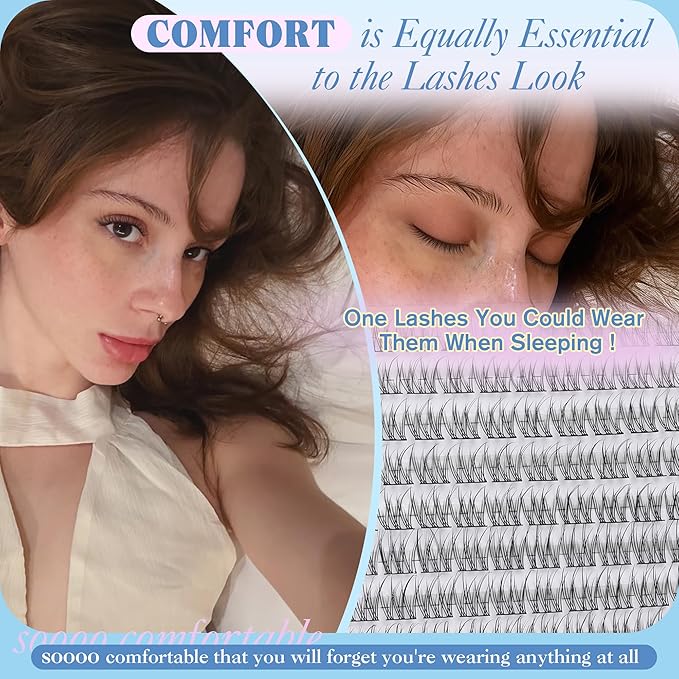 Natural Short Lash Clusters 9-12MM Cluster Eyelash Extensions C-curly Wispy Eyelash Clusters Individual Lashes DIY Lash Extension at Home for Beginners by Newcally