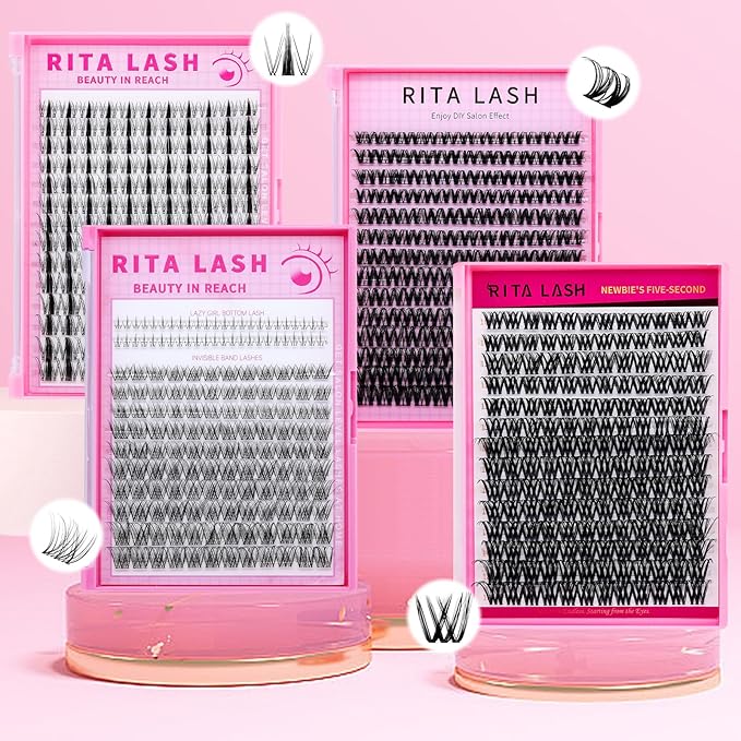 Venus Lash Clusters+Bottom Lash Clusters 5-6mm Bottom Lashes Cluster Lashes Individual Lashes DIY Clusters Eyelash Extensions Natural Look False Eyelashes Thin Invisible Lash Band(Venus,8-16mm)