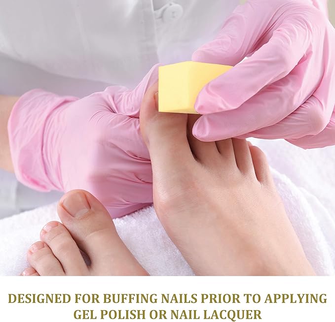 ForPro Professional Collection Yellow Pedicure Block, 220/220 Grit, Three-Sided Pedicure Nail Buffer, 3.75”L x 1”W x 1”H, Yellow, 15-Count