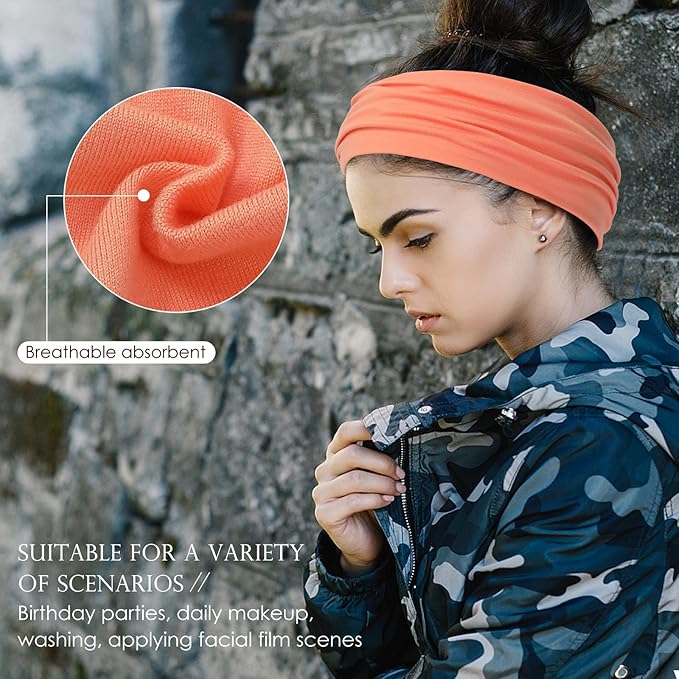 Panleding 12 Pcs Stretchy Headbands for Women, Absorbed Sport Headband Soft Twist Knotted Headbands for Daily Life Yoga
