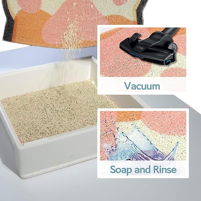Cute Cat Litter Mat 24”x16”, Litter Box Mat, Litter Trapping Mat, Soft on Kitty Paws, Easy Clean, Anti Slip, Pet Accessories, Door Floor mats - Blue Grey60*40