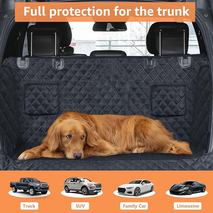 PETICON SUV Cargo Liner for Dogs, Waterproof Pet Cargo Cover Dog Seat Mat for SUVs Sedans Vans with Bumper Flap Protector, Scrachproof Non-Slip Large Size Dog Seat Mat Universal Fit