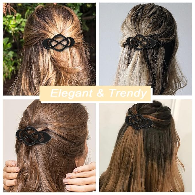 Black Hair Barrettes for Women 4packs Hair Clips French Hair Barrette Clip for Girls Vintage Hair Clips for Thick Thin Long Short Hair Stylish Hair Accessories for Women Girls