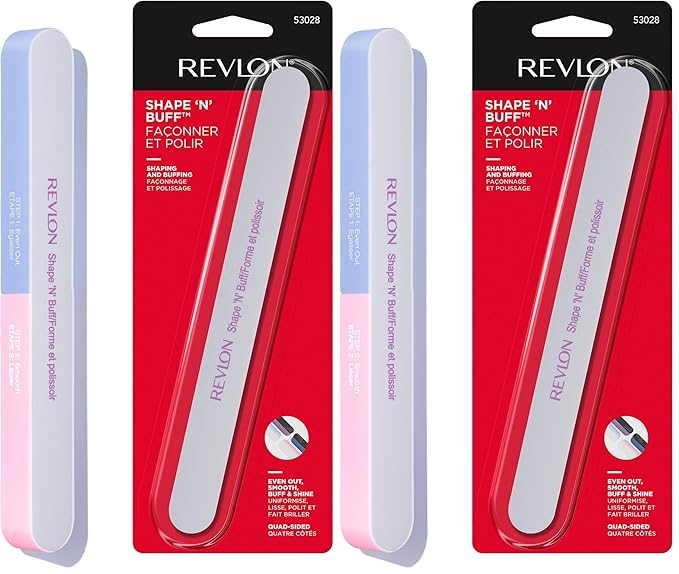 Revlon Nail Buffer, Shape 'N' Buff Nail File & Buffer, Nail Care Tool, All-in-One Shaping & Buffing, Easy to Use (Pack of 2)