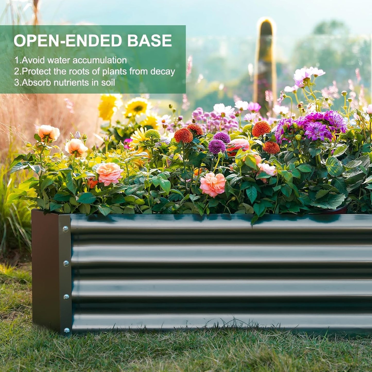 Land Guard 2 Pack 8×4×1ft Galvanized Metal Raised Garden Bed, Metal Planter Kit Box Outdoor for Deep-Rooted Vegetables, Flowers, Green and Herbs (Mid-Grey)
