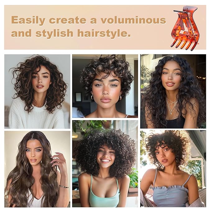 12Pcs Root Lifting Hair Clips for Thick & Thin Hair, Roller Jaw Volume Curly Hair Claw, No Crease Hair Root Lifting Clips for Natural Volume Curls 6 Colors A Type