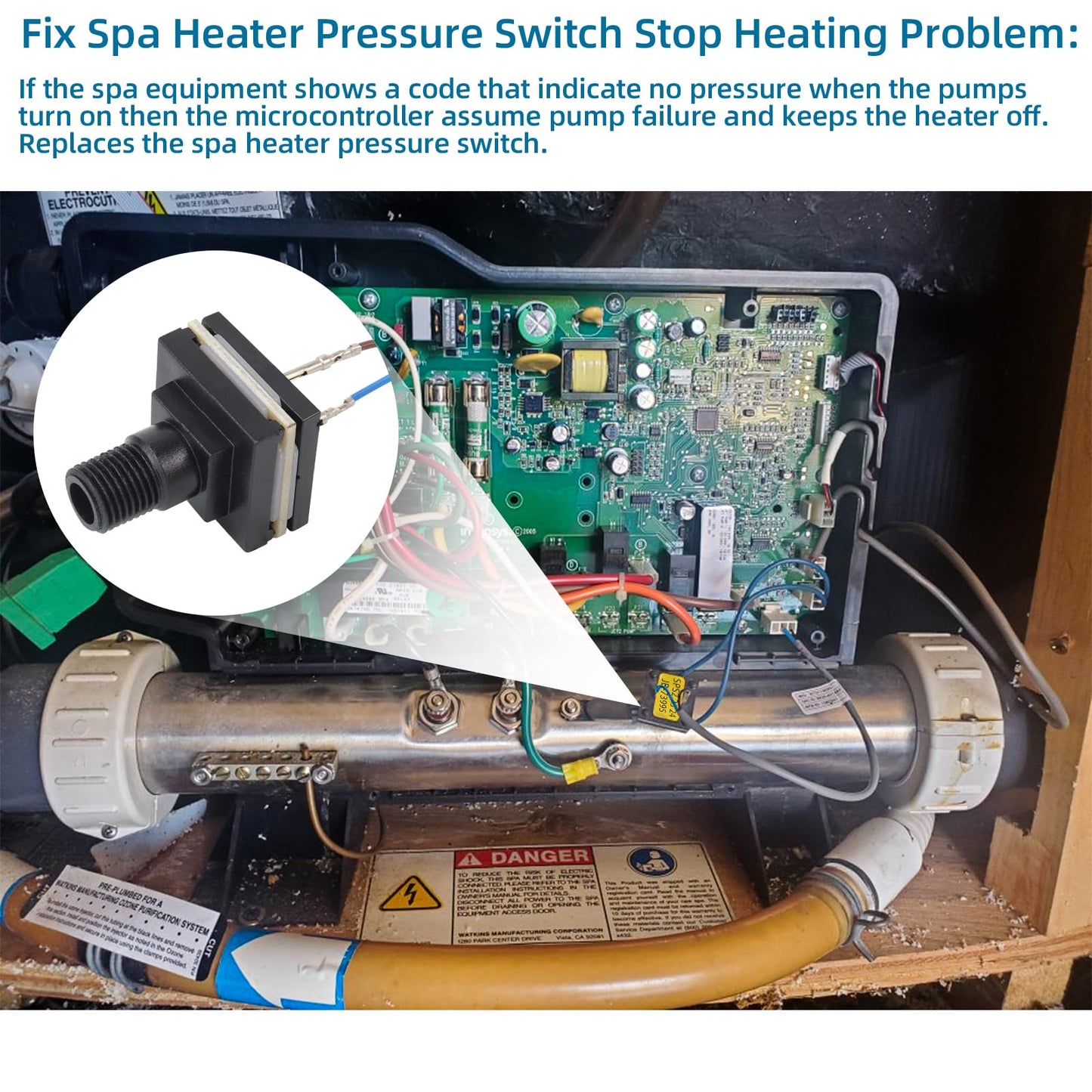 Hot Tub Spa Heater Pressure Switch for Watkins 73995 Solana Caldera Hot Spring&Spot 2010+ Relay/Rhythm/Tempo&2011+ SX TX,2006-2009 Solana RX SX TX,2010+ Caldera Palatino/Marino